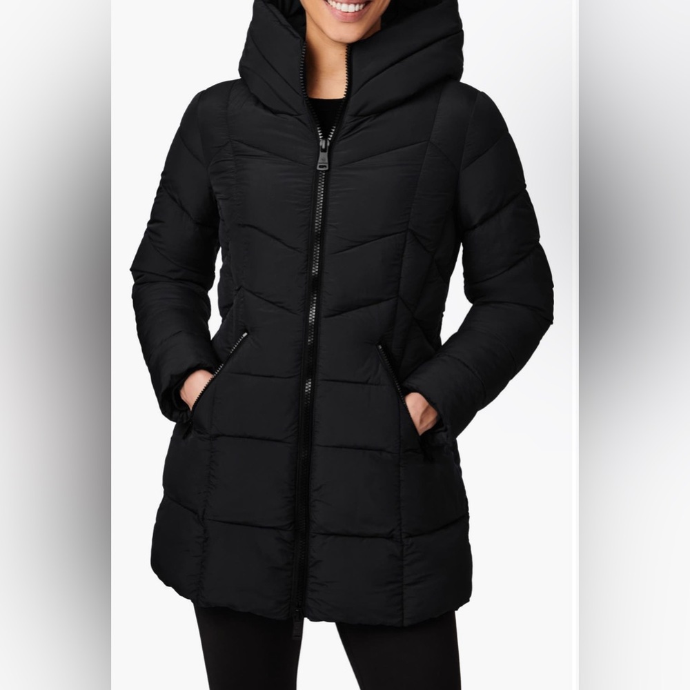 Bernardo Black Hooded Water Resistant Puffer Jacket (Nordstrom)